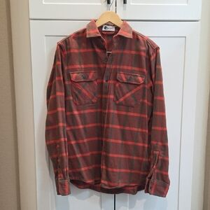 Stylish Men's Plaid Button Down Shirt - Red and Brown